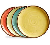 ONEMORE Porcelain Dinner Plates 8.5 inch Dessert Salad Plates Ceramic Plates with Speckle Serving Dishes Set of 4, Microwave, Oven and Dishwasher Safe