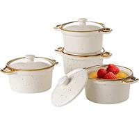 ONEMORE Ramekins Set of 4, 170ml - Oven/Microwave/Dishwasher Safe Ceramic Cocotte for Individual Serving, Rustic Speckled, Glossy Glazed - Cream White