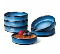 ONEMORE Ramekins Set of 6, 118ML Porcelain Creme Brulee Dishes, Oven Safe Ramekins for Custard, Pudding & Dips, Blue