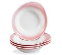 ONEMORE Soup Bowls, Pasta Bowls Set of 4, Pink Shallow Cereal Bowls 20 oz Ceramic Bowls Microwave & Dishwasher Safe - Ideal for Stylish Serving and Dining