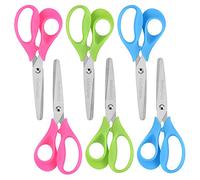 OneName Left-Handed Kids Scissors 6 Pack 5 Inch Left Hand Scissors for Child School Student Scissors,Stainless Steel Sharp Blade Soft Comfort-Grip Handles Blunt Lefty Safety Scissors for Kids Scissor
