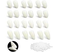 OneNine 12 Pairs of Vampire Teeth for Adults and Children, 4 Sizes, Custom Fangs, Vampire Teeth with 3 Bags of Teeth Pellets, Adhesive for Cosplay Party Props, Halloween Party (13 mm, 15 mm, 17 mm, 19