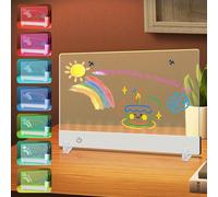 OneNine LED Note Board Light, 34.7x24.8cm Acrylic Drawing Board with 8 Color Modes & 7 Pens, Reusable LED Note Pad for Office Home Cafe Restaurant, Creative Gift for Adults Teens