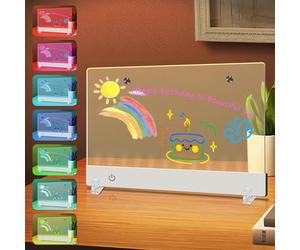 OneNine LED Note Board Light, 34.7x24.8cm Acrylic Drawing Board with 8 Color Modes & 7 Pens, Reusable LED Note Pad for Office Home Cafe Restaurant, Creative Gift for Adults Teens