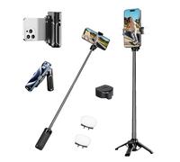 OneNine Magnetic Mini Selfie Stick for iPhone, Pocket Size Portable Selfie Stick with 2 Fill Lights, Detachable Bluetooth Remote, Foldable Handle Grip for iPhone, Vlog, Content Creation