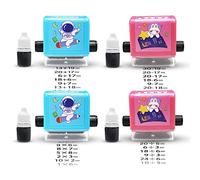 OneNine Maths Roller Stamp, 4 Pcs Roller Digital Teaching Stamp Reusable Computational Math Educational Toy Stamp, Math Practice Questions Within 100