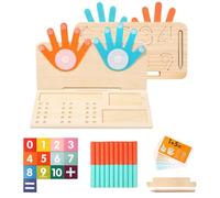 OneNine Wooden Math Counting Toys for Kids, Double-Sided Finger Counting Game for Learning Numbers, Colorful Number Blocks, Montessori Learning Toys for 3 4 5 Years Old Boys Girls Gifts