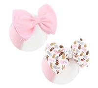 ONENINEDREAM 6 Inch Easter Baby Hair Bows Easter Bunny Ears Bows for Girls Newborn Chocolate Rabbit Ears Hair Bands Nylon Bows Headbands Easter Hair Accessories Pink