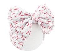 ONENINEDREAM Baseball Baby Bows Headbands Game Day Hair Bow High Stretch Soft Nylon Handmade Hairbands with Bows Hair Accessories for Infant (White/Red)