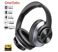 Oneodio A10 Bluetooth 5.4 Headphones Hybrid Active Noise Cancelling With Hi-Res Audio Over Ear Wireless Headset ANC With 5-Mic White