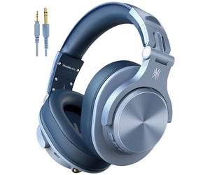 OneOdio A70 Over Ear Bluetooth Headphones, Foldable Wireless and Wired Headset with Microphone, Professional Studio Monitor Mixing Headphones for PC/Phone (Blue)