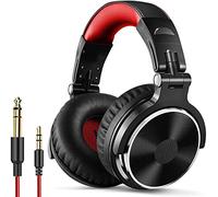 OneOdio Hi-Res Over Ear Headphones Wired Closed DJ Studio Headphones for Monitoring and Blending, Soft Protein Leather Ear Cups, Noise Isolation, 90° Rotatable Cover, Portable (Red)…