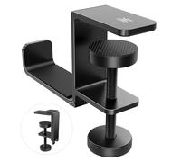 OneOdio MTL99 Foldable Headphone Stand, Metal Headset Holder Space-Saving Table Hook, Clamp-on Under Desk Hanger, Universal Fit Gaming Headphones Mount, Black