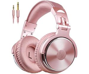 OneOdio Over Ear Headphone Studio Wired Bass Headsets with 50mm Driver, Foldable Lightweight Headphones with Shareport and Mic for DJ Recording Monitoring Mixing Podcast Guitar PC TV (Golden Rose)