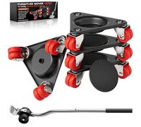 ONEON Furniture Mover Ultra Triangle with 6 Wheels - All-New Upgraded Heavy Item Moving Tool Double-Wheeled Tri-Dolly with Auxiliary Lifter, Full Carbon Steel Panels, Supports up to 1320 lbs