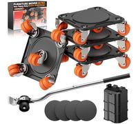 ONEON Furniture Mover Ultra with 10 Wheels - All-New Upgraded Heavy Item Moving Tool Double-Wheeled Low-Profile Dolly with Auxiliary Lifter, Full Carbon Steel Panels, Supports up to 2200 lbs