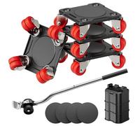 ONEON Furniture Mover Ultra with 8 Wheels - All-New Upgraded Heavy Item Moving Tool Double-Wheeled Low-Profile Dolly with Auxiliary Lifter, Full Carbon Steel Panels, Supports up to 1650 lbs