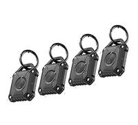 ONEONTA 4 Pack AirTag Pendant & Key Ring - Waterproof Case - Apple Tag Pendant - Dog Tag Holder, Robust TPU, Black