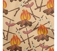 oneOone Cotton Cambric Dark Beige Fabric Campfire Dress Material Fabric Print Fabric by The Yard 56 Inch Wide