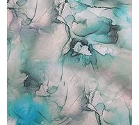 oneOone Cotton Flex Aqua Blue Fabric Abstract Floral DIY Clothing Quilting Fabric Print Fabric by Yard 40 Inch Wide