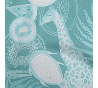 oneOone Cotton Flex Dusty Teal Green Fabric Tropical Solid Furits Animals with Leaves Quilting Supplies Print Sewing Fabric by The Yard 40 Inch Wide