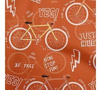 oneOone Cotton Flex Orange Fabric Bicycle Transport Craft Projects Decor Fabric Printed by The Meter 40 Inch Wide