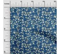 oneOone Cotton Jersey Blue Fabric Leaves Watercolor Sewing Craft Projects Fabric Prints by Meter 58 Inch Wide