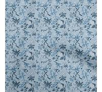 oneOone Cotton Poplin Dusty Blue Fabric Asian Japanese Floral Dress Material Fabric Print Fabric by The Yard 56 Inch Wide