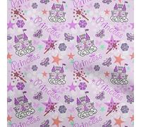 oneOone Cotton Poplin Dusty Purple Fabric Kids Princess Castle Fabric for Sewing Printed Craft Fabric by The Yard 42 Inch Wide