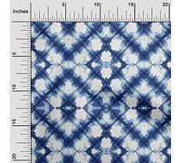 oneOone Cotton Poplin Indigo Blue Fabric Geometric Shibori Sewing Fabric by The Meter Printed DIY Clothing Sewing Supplies 56 Inch Wide