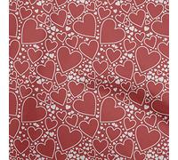 oneOone Cotton Poplin Maroon Fabric Valentine Heart Fabric for Sewing Printed Craft Fabric by The Yard 42 Inch Wide