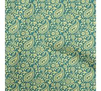 oneOone Cotton Poplin Teal Green Fabric Paisleys Paisley Quilting Supplies Print Sewing Fabric by The Meter 42 Inch Wide