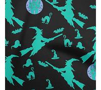 oneOone Cotton Poplin Turquoise Green Fabric Halloween Sewing Material Print Fabric by The Yard 42 Inch Wide