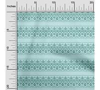 oneOone Cotton Poplin Twill Baby Blue Fabric Stripe & Swirl Block Craft Projects Decor Fabric Printed by The Meter 56 Inch Wide