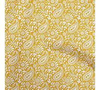 oneOone Cotton Poplin Yellow Fabric Paisleys Paisley Sewing Material Print Fabric by The Meter 56 Inch Wide