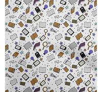 oneOone Polyester Spandex Tawny Brown Fabric Books Sewing Material Print Fabric by The Yard 56 Inch Wide