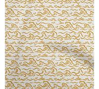 oneOone Velvet Yellow Fabric Asian Japanese Wave Craft Projects Decor Fabric Printed by The Yard 58 Inch Wide