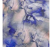oneOone Viscose Chiffon Blue Fabric Abstract Floral Sewing Material Print Fabric by The Yard 42 Inch Wide