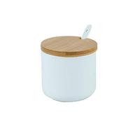 OnePine 260ml/9oz Sugar Bowl, Ceramic Spice Jar Salt Container with Lid and Spoon for Home and Kitchen