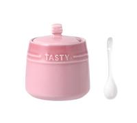 OnePine 300ml/10.6oz Sugar Bowl, Kitchen Ceramic Spice Jar Condiment Pots with Lid and Spoon for Salt, Sugar, Pepper and Spices