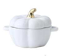 OnePine 450ml Ceramic Pumpkin Shaped Soup Bowl, Creative Fashion Breakfast Bowl with Lid, Porcelain Bowl for Cereal Soup Rice Dessert Salad