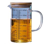 OnePine 600ml Glass Measuring Cup with Scales, Borosilicate Measuring Jug with Lid, Heat-Resistant Measuring Containers for Liquids