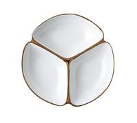OnePine Ceramic Portion Control Plate Porcelain Diet Plates, 9 inch Round Divided Plates Porcelain Dinner Plates with 3 Compartment for Dessert, Salad, Pasta, BPA-Free