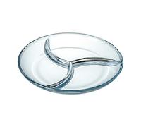 OnePine Glass Healthy Eating Portion Plate, 9 inch Diet Dinner Plate with 3 Compartment, Divided Dinner Plates for Snack, Dessert, Steak and Salad