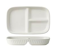 OnePine Porcelain Diet Dinner 3 Compartment Plate, Rectangular Ceramic Portion Control Plates, Divided Dinner Plates for Snack, Dessert, Steak and Salad