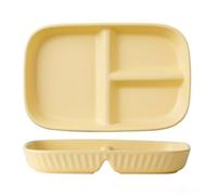 OnePine Porcelain Diet Dinner 3 Compartment Plate, Rectangular Ceramic Portion Control Plates, Divided Dinner Plates for Snack, Dessert, Steak and Salad