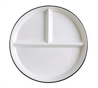 OnePine Porcelain Plate with 3 Compartment, Round Diet Plates Divided Plates for Children and Lose Weight