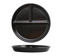 OnePine Porcelain Plate with 3 Compartment, Round Dinner Plates Diet Plates, Divided Dinner Tray for Children and Lose Weight