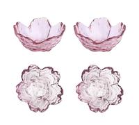 OnePine Set of 4 Pink Cherry Blossom Bowl, 54ml Glass Mini Dessert Bowls Sauce Dishes, Height 4cm Glass Bowls for Dessert, Ice Cream, Sorbet, Fruit, Pudding, Sushi Soy Sauce, etc