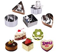 OnePine Set of 5 Stainless Steel Cooking Rings Dessert Rings Mini Cake and Mousse Ring Mould Set with Pusher